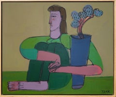 Woman Abstracted Portrait, Floral, Flower, Woman with Hydrangeas by Rebecca Jack