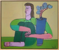 Woman Abstracted Portrait, Floral, Flower, Woman with Hydrangeas by Rebecca Jack
