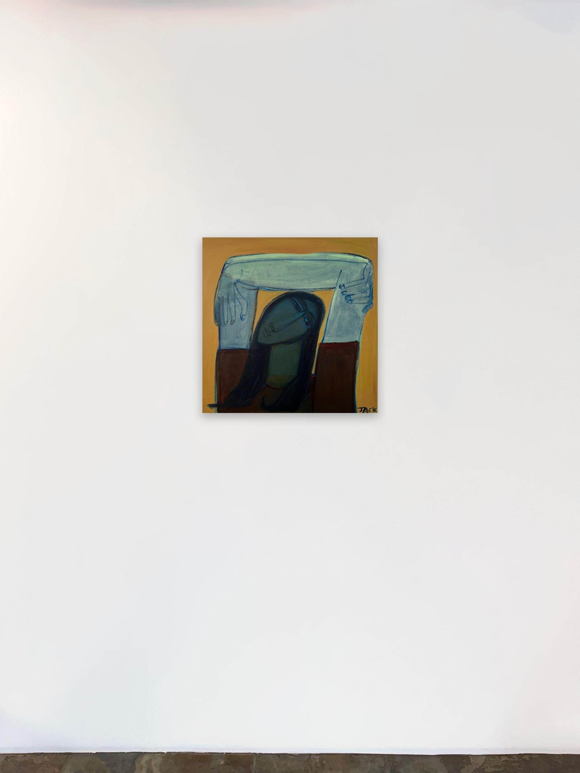 Frau Abstraktes Porträt, Gestisch, Acryl auf Leinwand, Jo von Rebecca Jack im Angebot 1