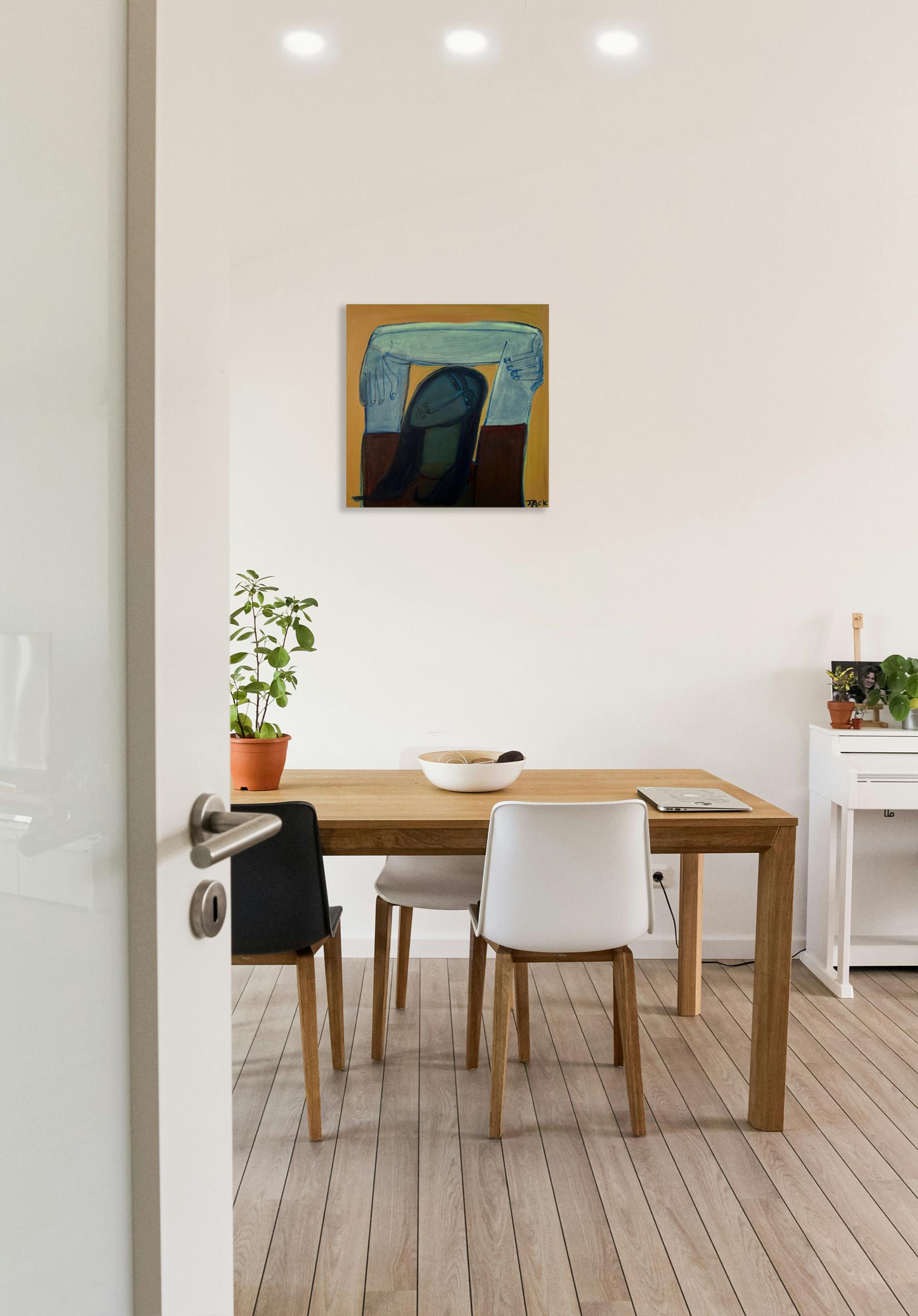 Frau Abstraktes Porträt, Gestisch, Acryl auf Leinwand, Jo von Rebecca Jack im Angebot 3