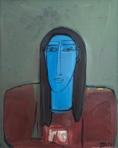 Woman Abstracted Portrait, Gestural, I'm Here If You Need Me by Rebecca Jack