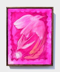 Flair (2024), neo-folk style doves in vibrant pink with star & decorative border