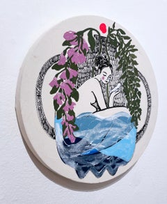 Hope is the Thing With Feathers (2022), woman, dove, floral, circle, figure