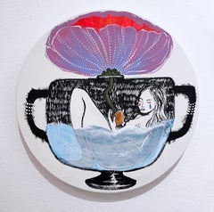 Root of the Root (2022), woman, figure, floral, contemporary, circle, pastels