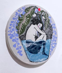 Sky of the Sky (2022), woman, figure, floral, contemporary, circle, pastels