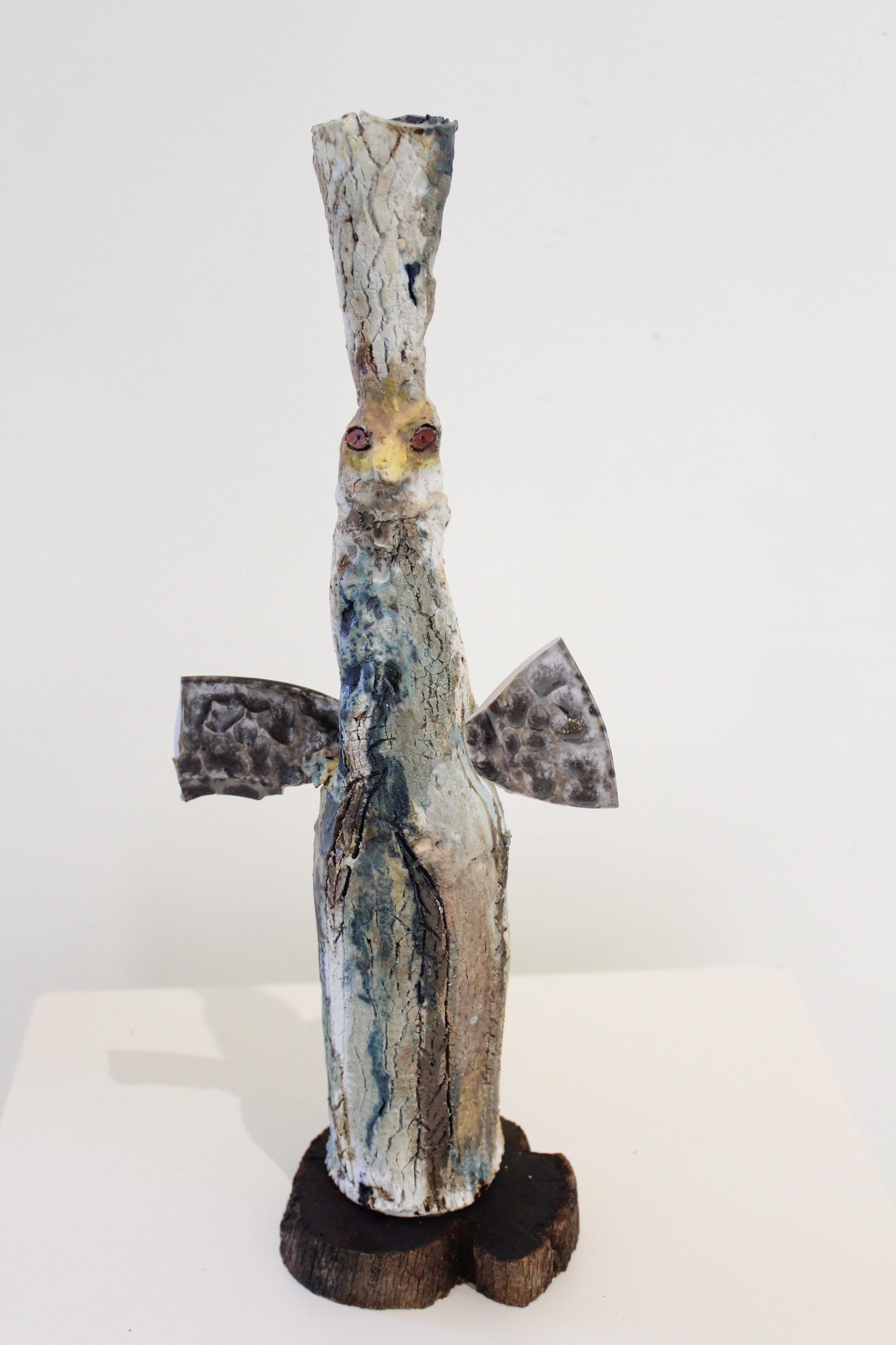 Egyptian Blue Bird (candlestick 77) - Sculpture by Rebecca Jones