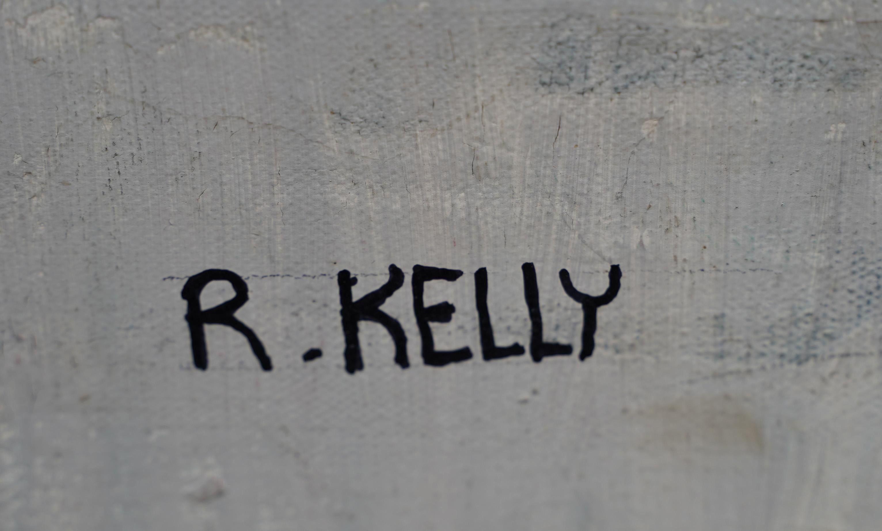 Abstraktes Gemälde der amerikanischen Moderne, R Kelly, Interieur in Rosa, signiert im Angebot 1