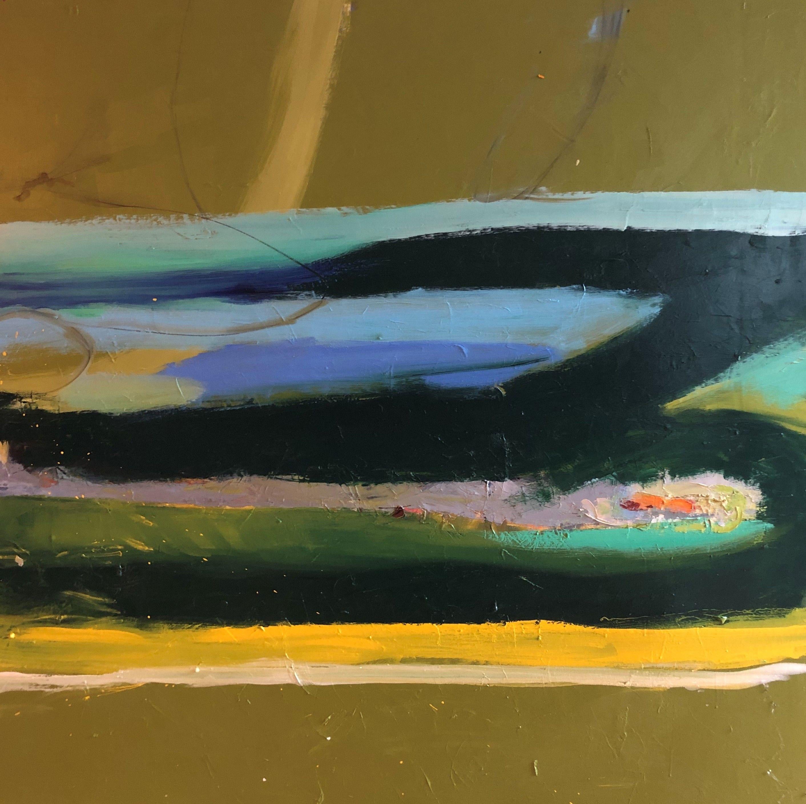 Abstract Painting di Rebecca Klementovich - Cavallette del lago e lucciole, Pittura, Olio su tela