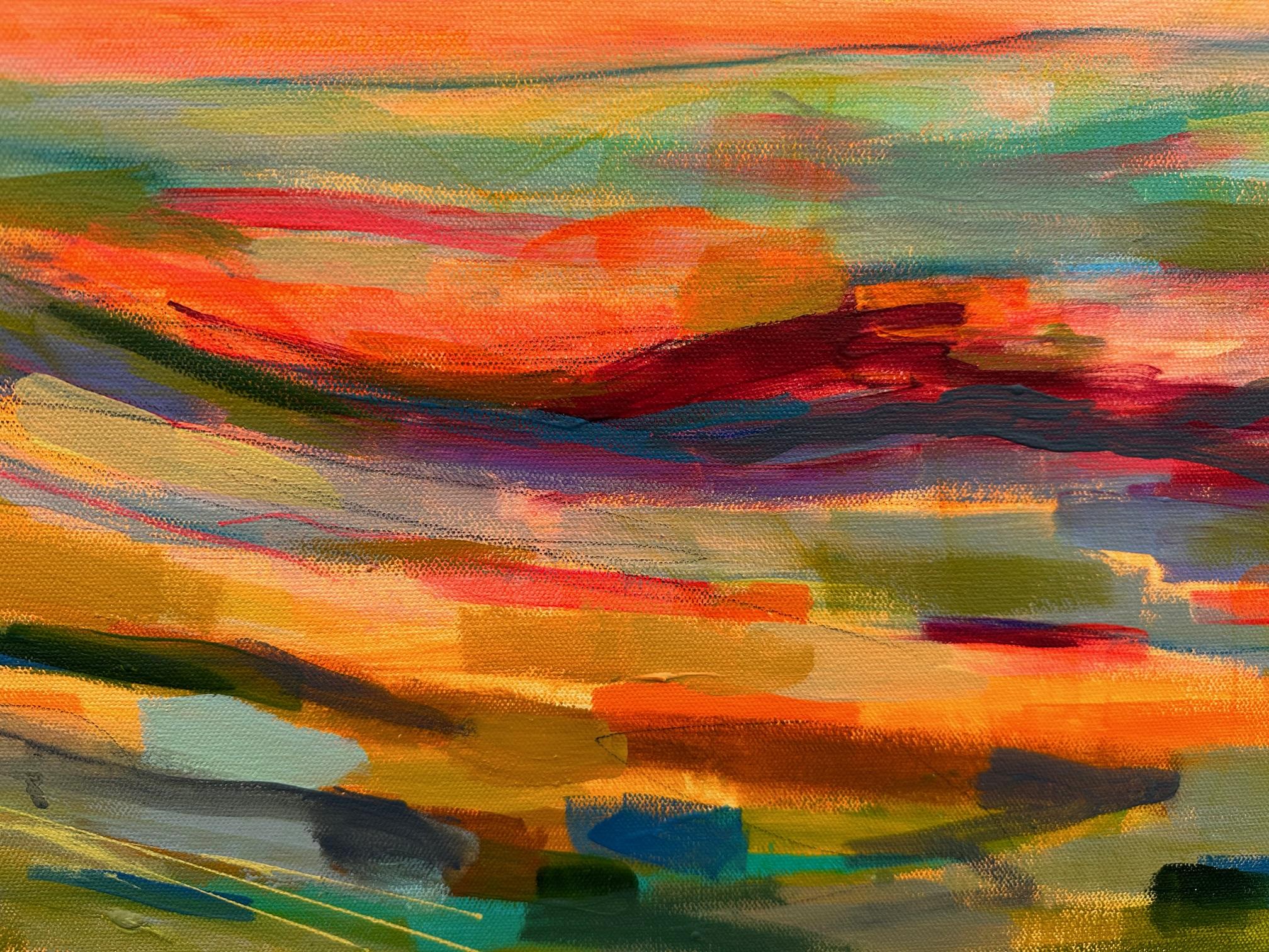<p>Artist Comments<br>Artist Rebecca Klementovich demonstrates an abstract landscape with flowing, warm colors. She paints a beautiful sunrise over New Englandâ€“a subject she has painted for twenty-five years. 