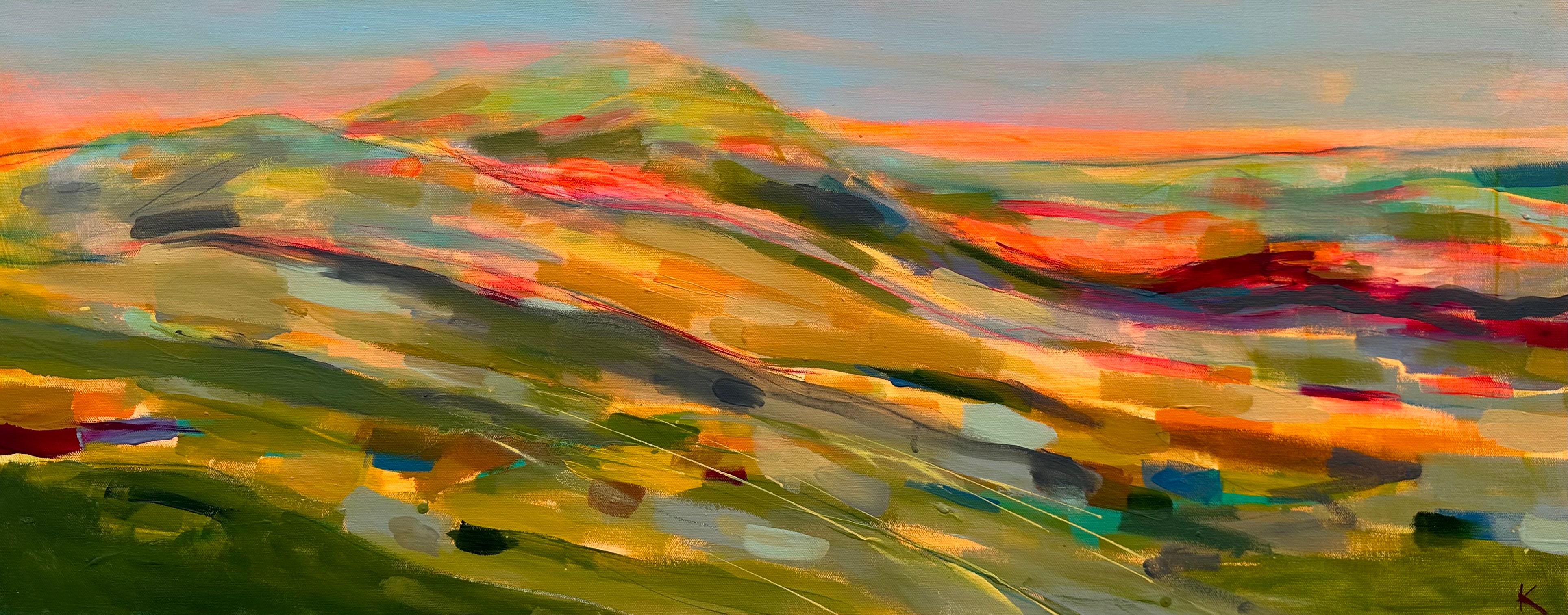 Sponge painting technique / Layered hills landscape painting
