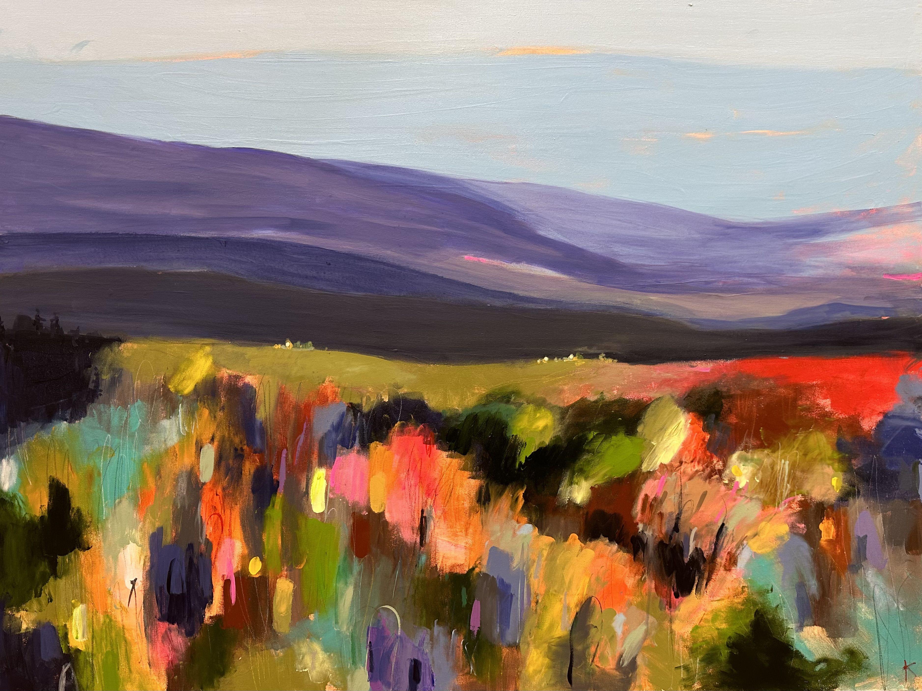 Il fogliame poetico sulla montagna, Pittura, Acrilico su tela - Painting di Rebecca Klementovich