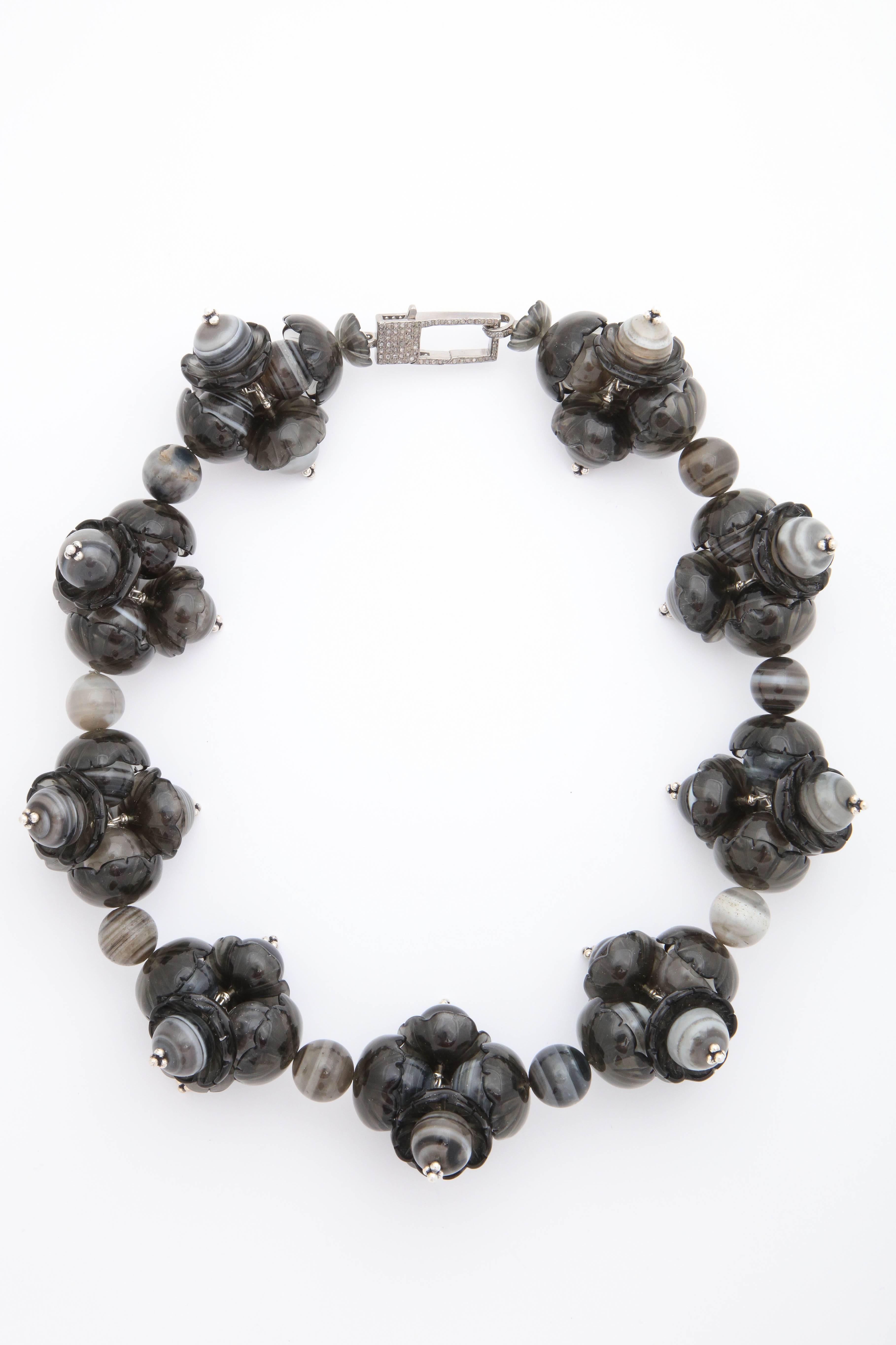Agate Smokey Quartz Silver Necklace For Sale 3