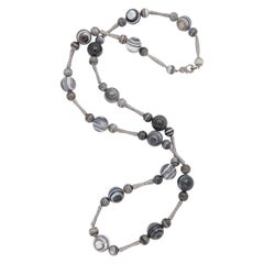 Rebecca Koven Banded Agate Diamond Necklace