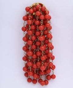 Rebecca Koven Coral Gold Chain Earrings