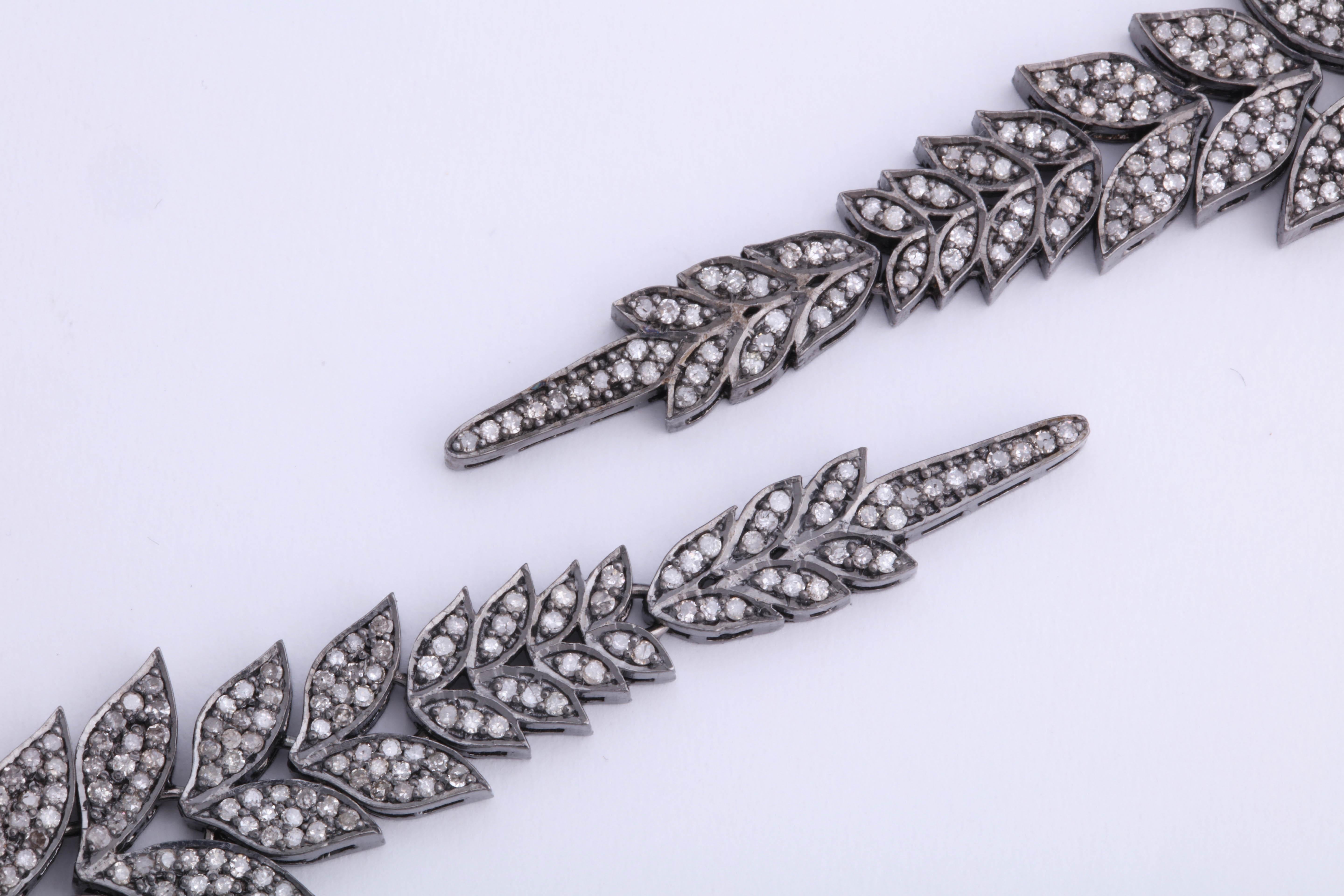 Rebecca Koven Diamond Silver Vine Earrings For Sale 1