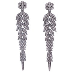 Rebecca Koven Diamond Silver Vine Earrings