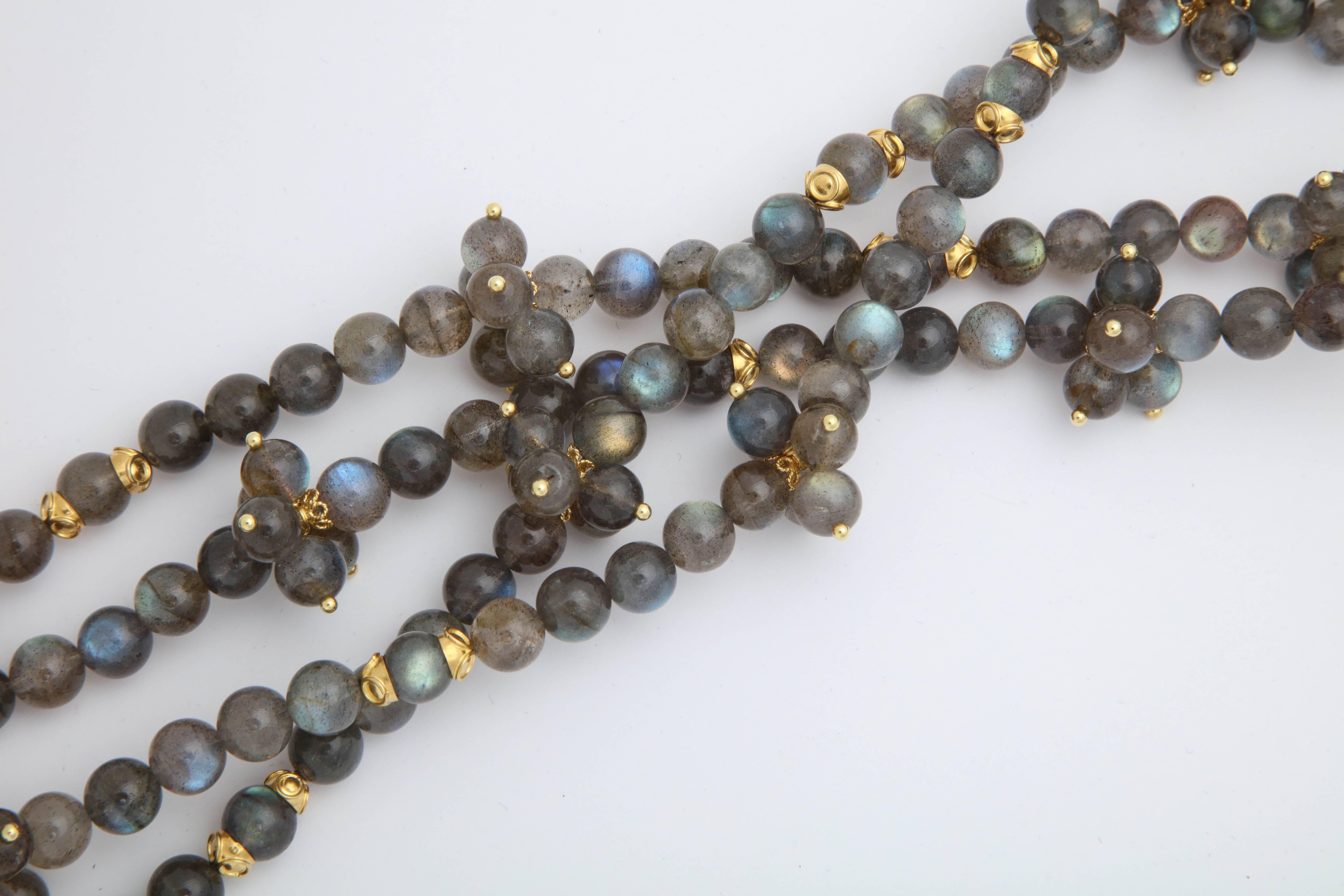 Rebecca Koven Gold Labradorite Necklace In Excellent Condition In Fifth Avenue, NY