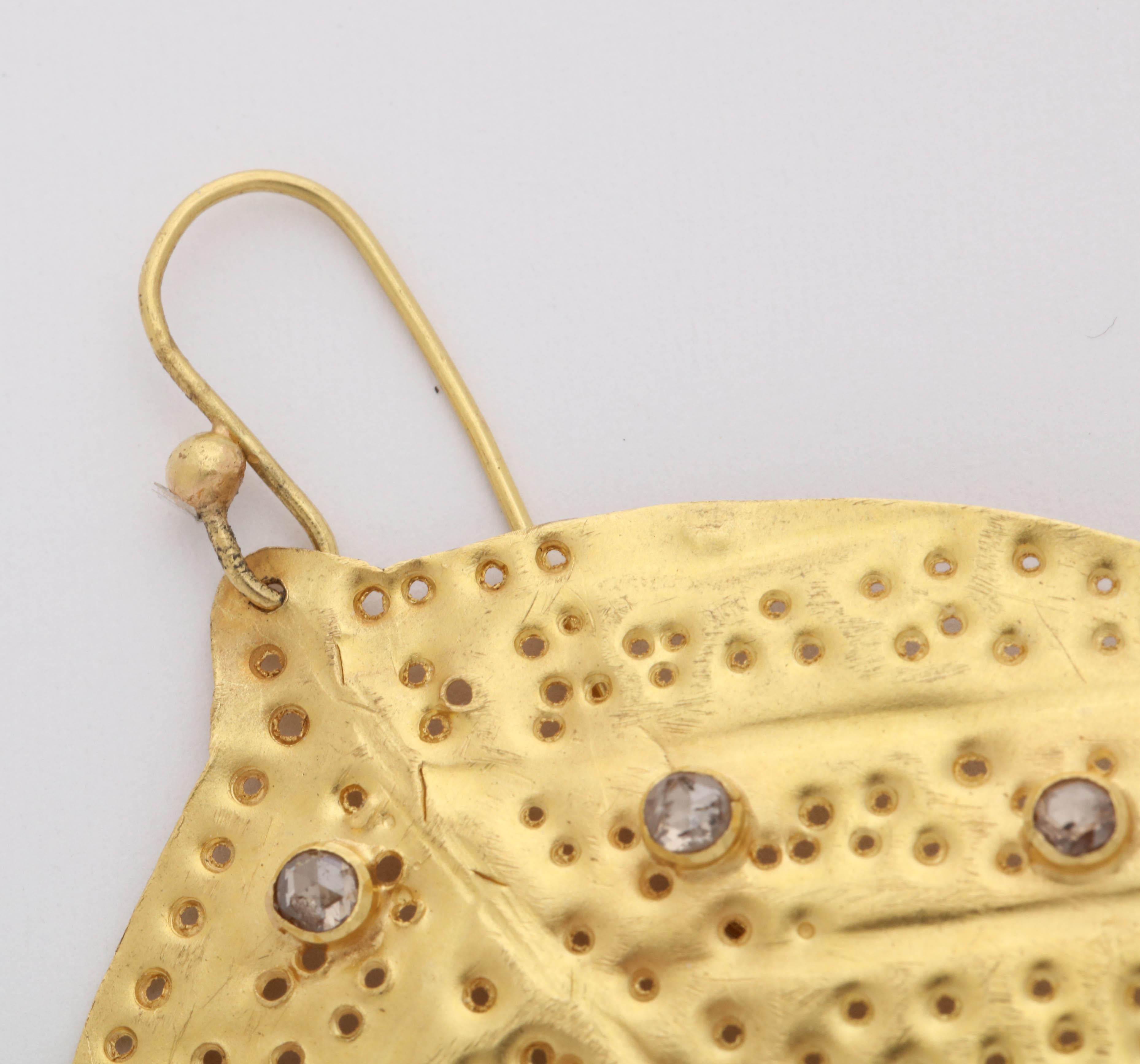 Contemporary Rebecca Koven Gold Leaf Earrings For Sale