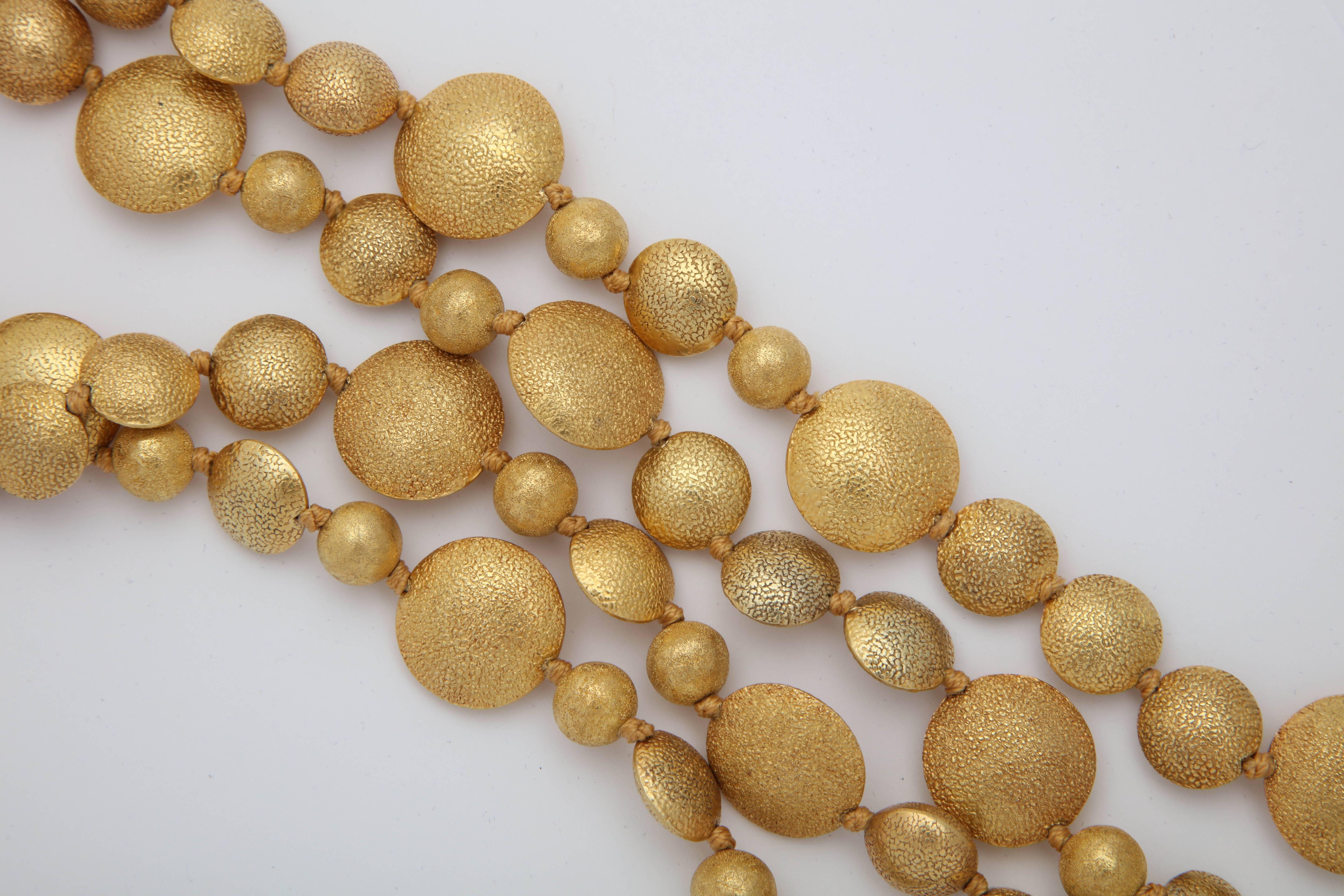 Contemporary Rebecca Koven Gold Smartie Pants Necklace For Sale