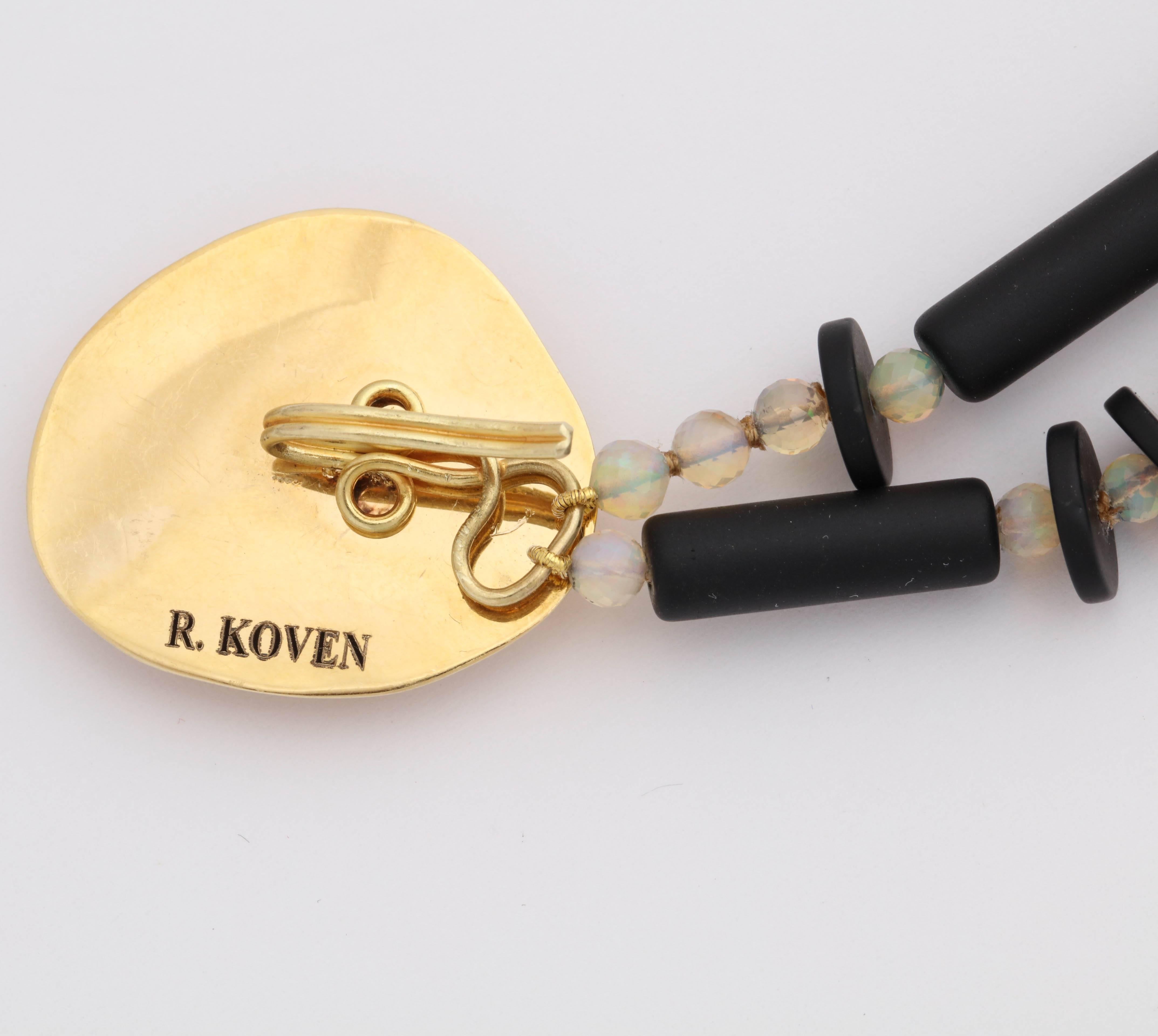 Rebecca Koven Opal Onyx Gold Necklace 1