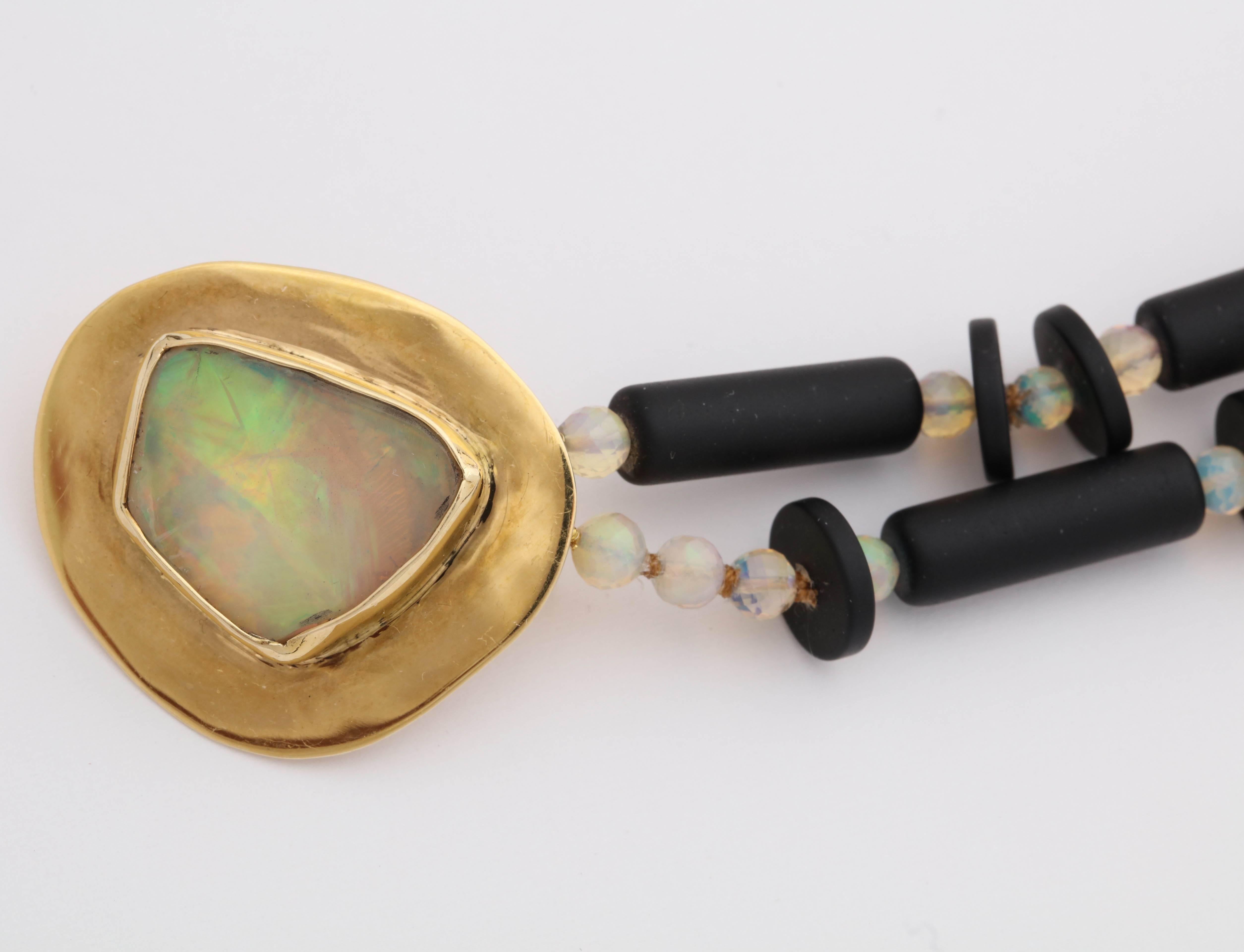 Rebecca Koven Opal Onyx Gold Necklace 3