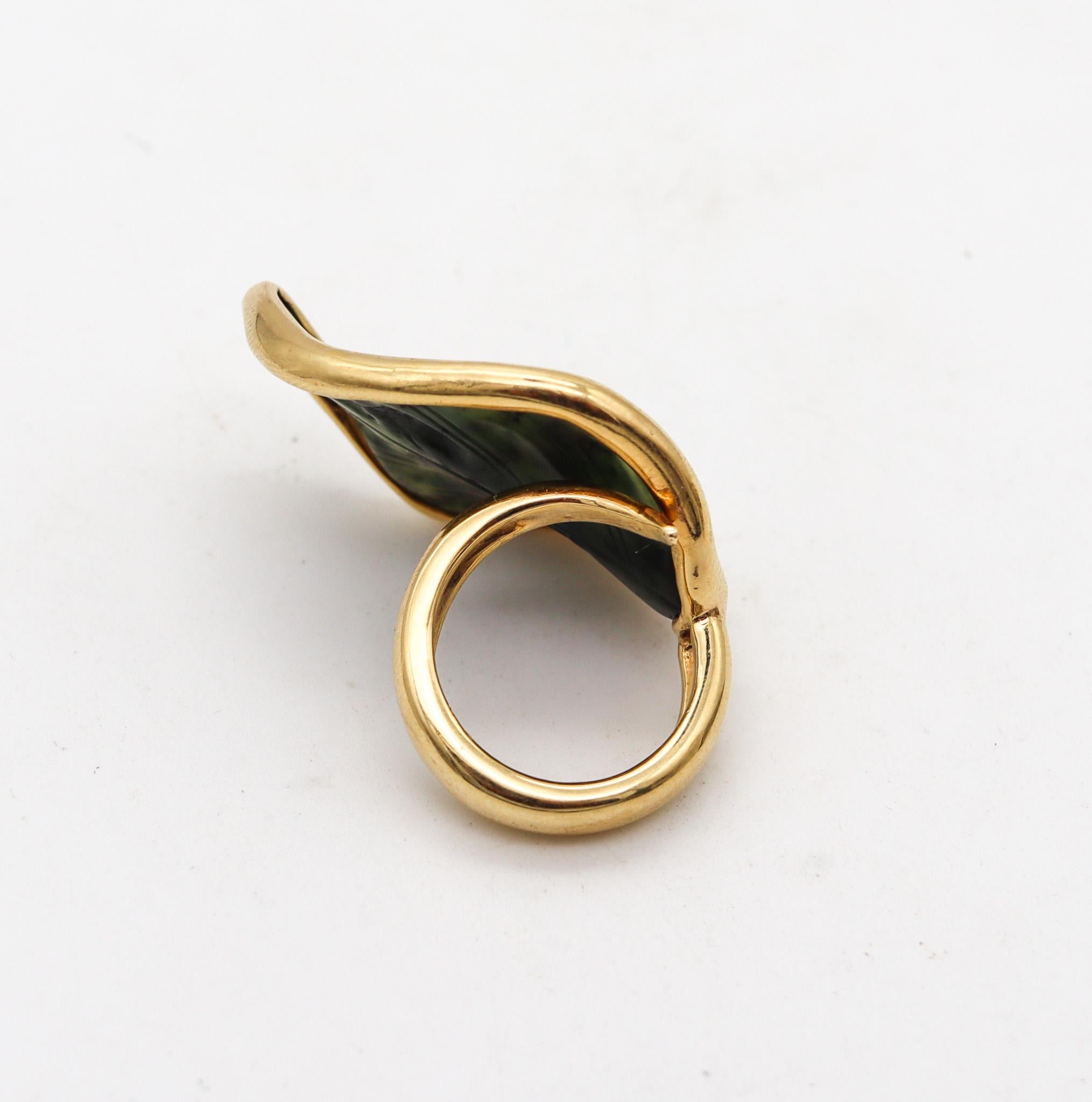 A sculptural bird ring designed by Rebecca Koven.

Gorgeous contemporary ring, created in the city of New York by the very talented jewelry designer Rebecca Koven. This free form cocktail ring has been carefully crafted as a one of a kind piece in