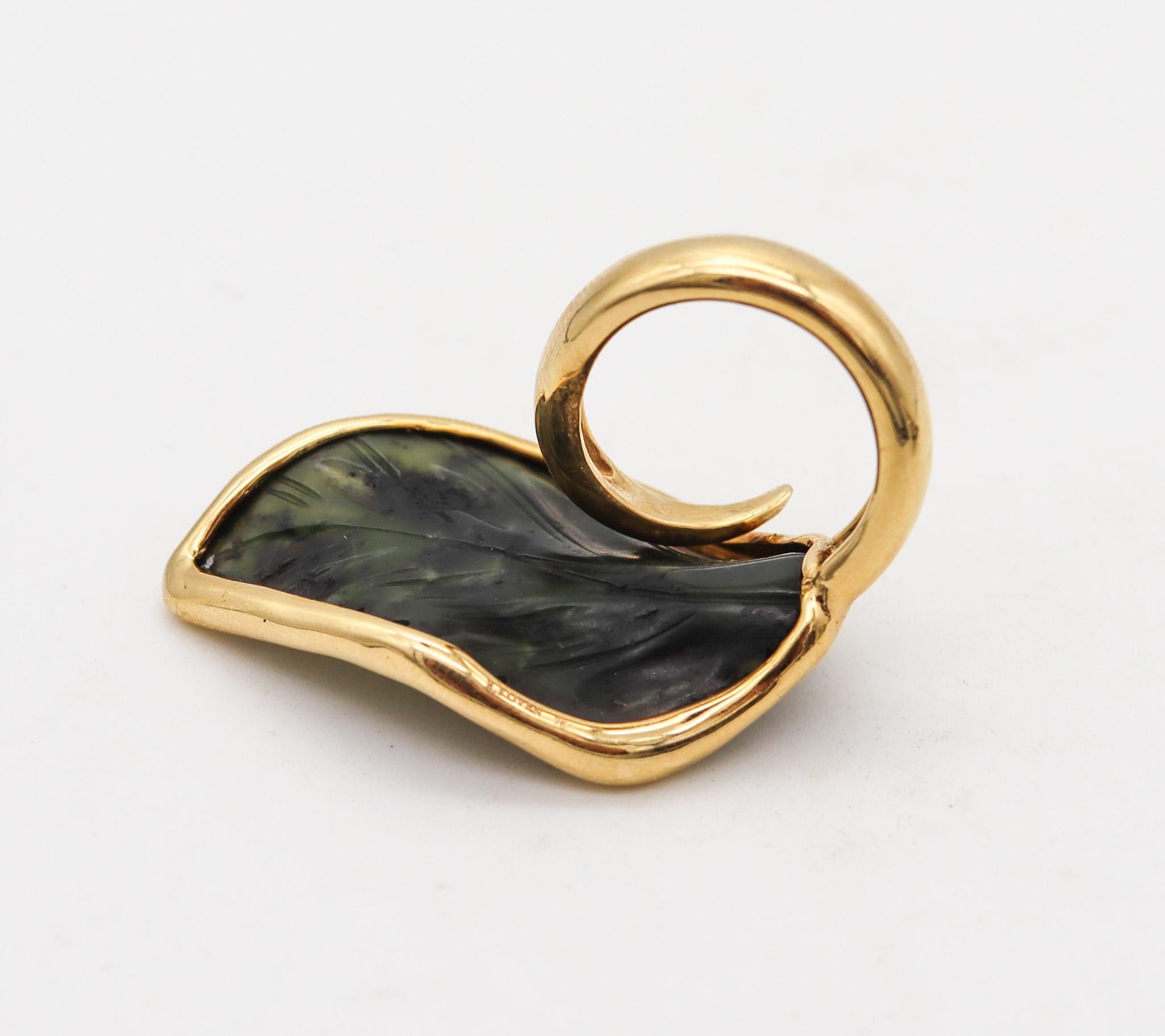 Cabochon Rebecca Koven Organic Cocktail Ring In Solid 18Kt Yellow Gold With Jade For Sale