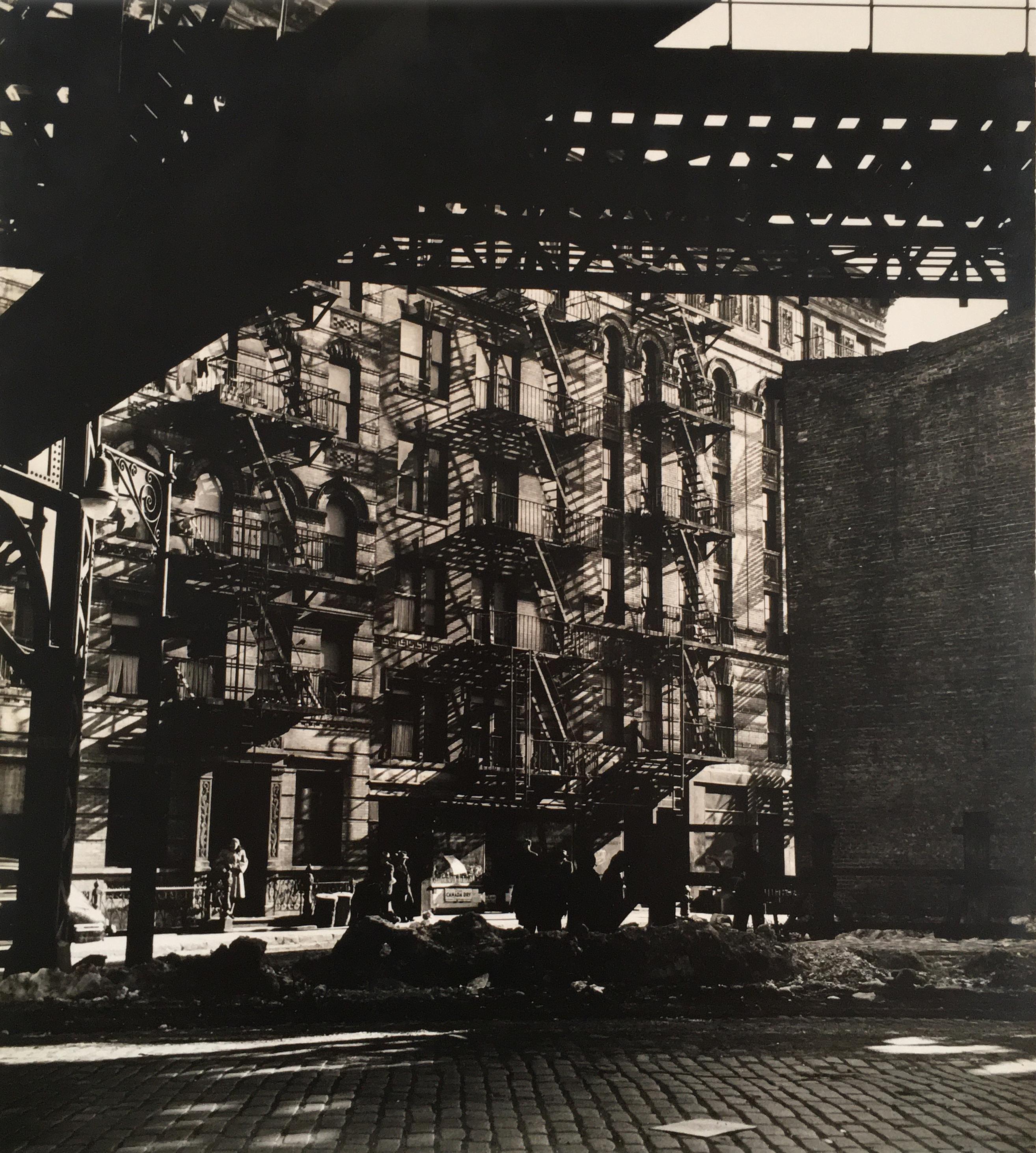 Rebecca Lepkoff Black and White Photograph - Under the 3rd Ave at Oak St.