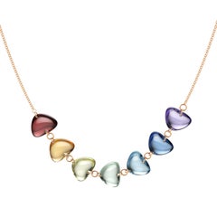 Rebecca Li 18 Karat Gold Luck Rock Crystal Link Necklace with Natural Gemstone
