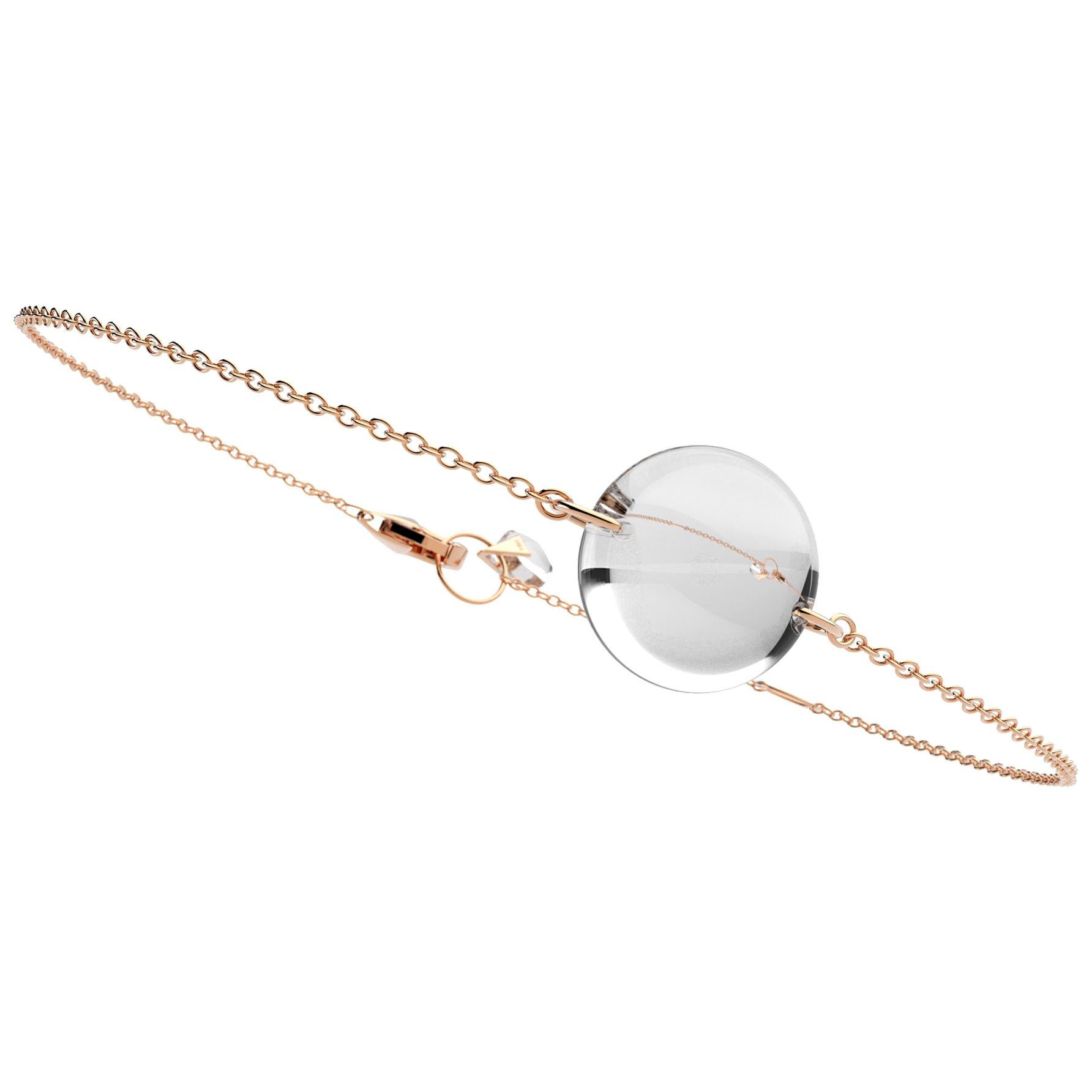 Rebecca Li Crystal Link Bracelet, 18 Karat Gold with Rock Crystal For Sale