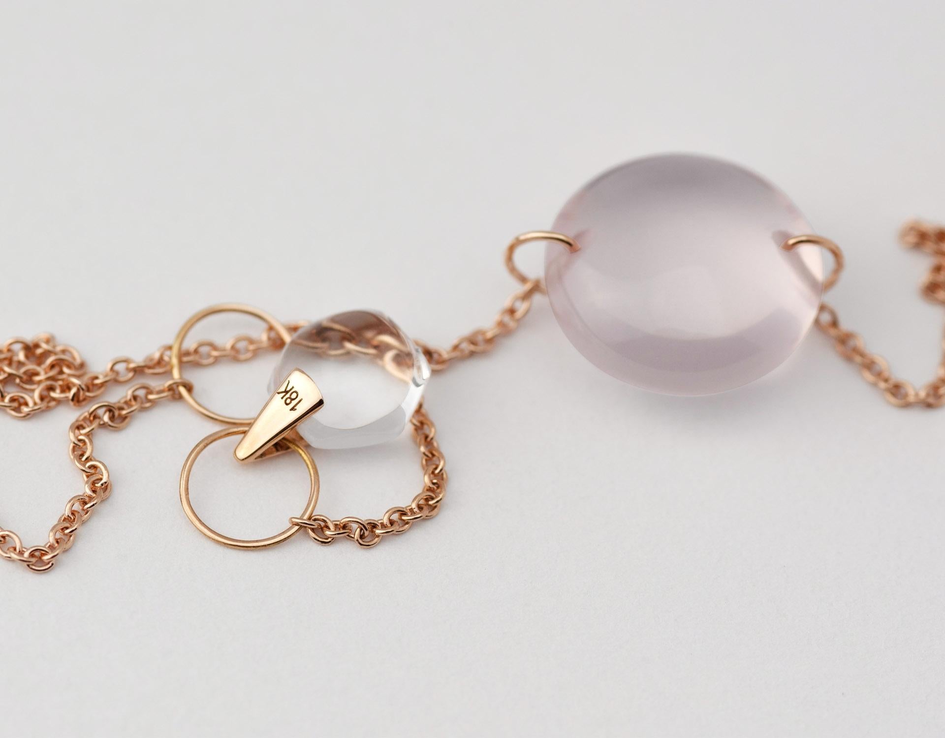 Taille coussin Rebecca Li Bracelet à maillons en cristal et or 18 carats avec quartz rose en vente