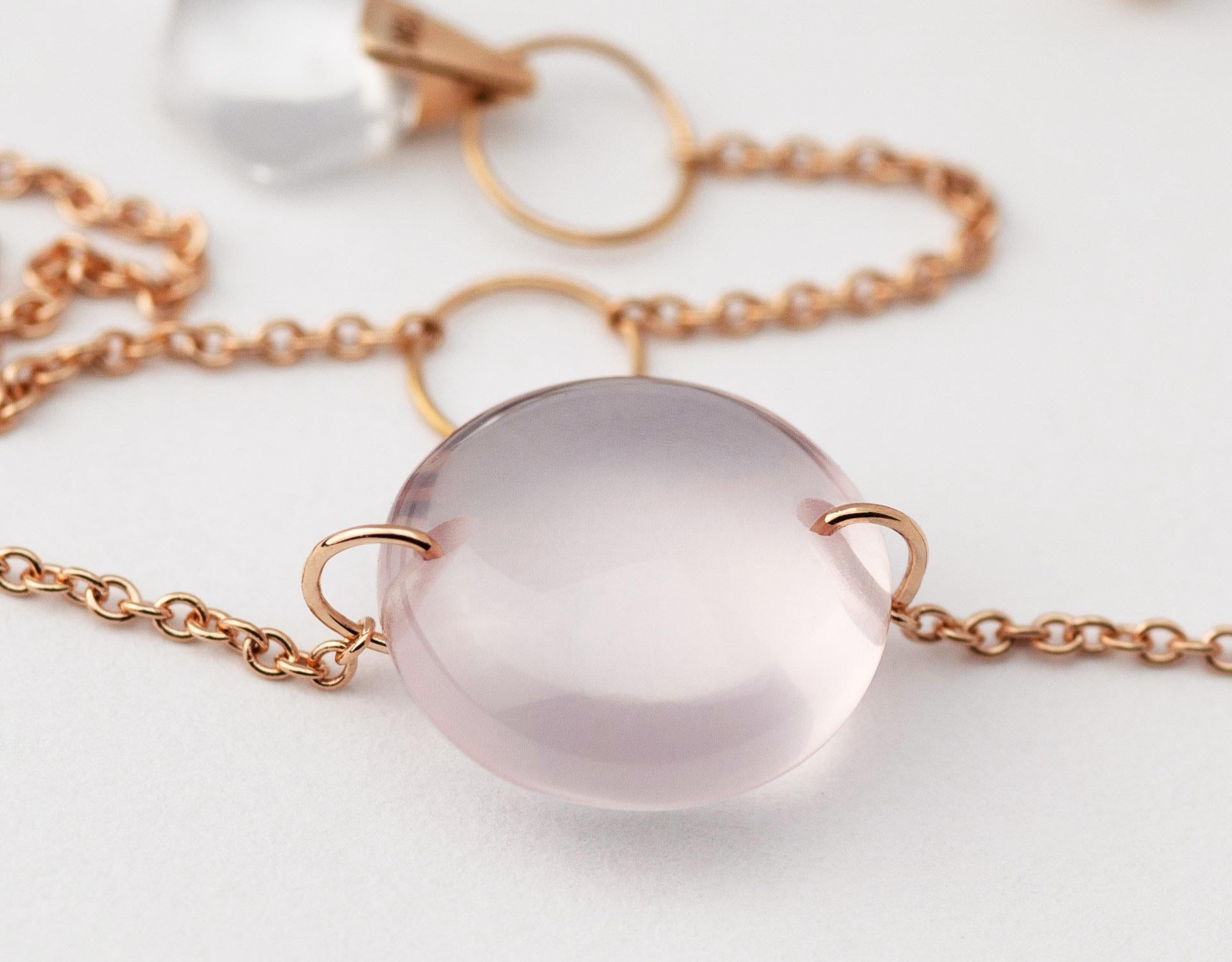 Rebecca Li Bracelet à maillons en cristal et or 18 carats avec quartz rose en vente 1