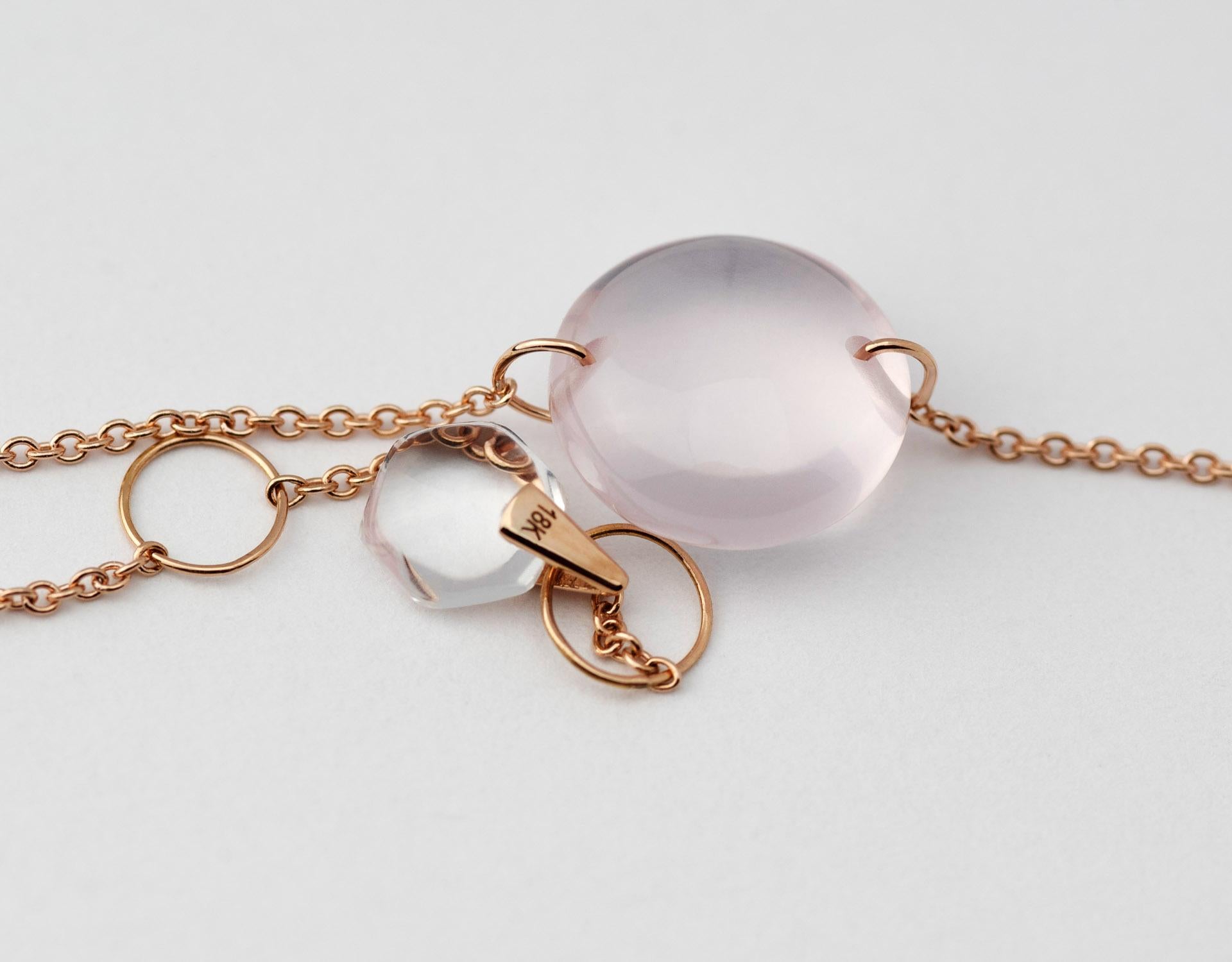 Rebecca Li Bracelet à maillons en cristal et or 18 carats avec quartz rose en vente 2