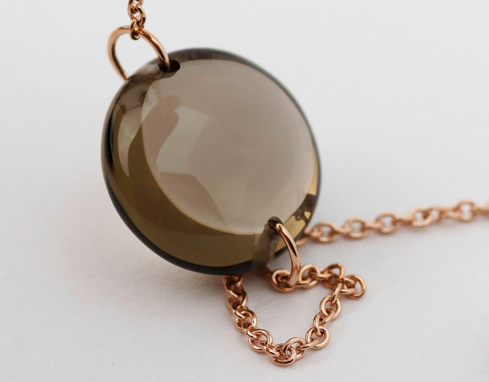 Contemporary Rebecca Li Crystal Link Bracelet, 18 Karat Gold with Smoky Quartz For Sale