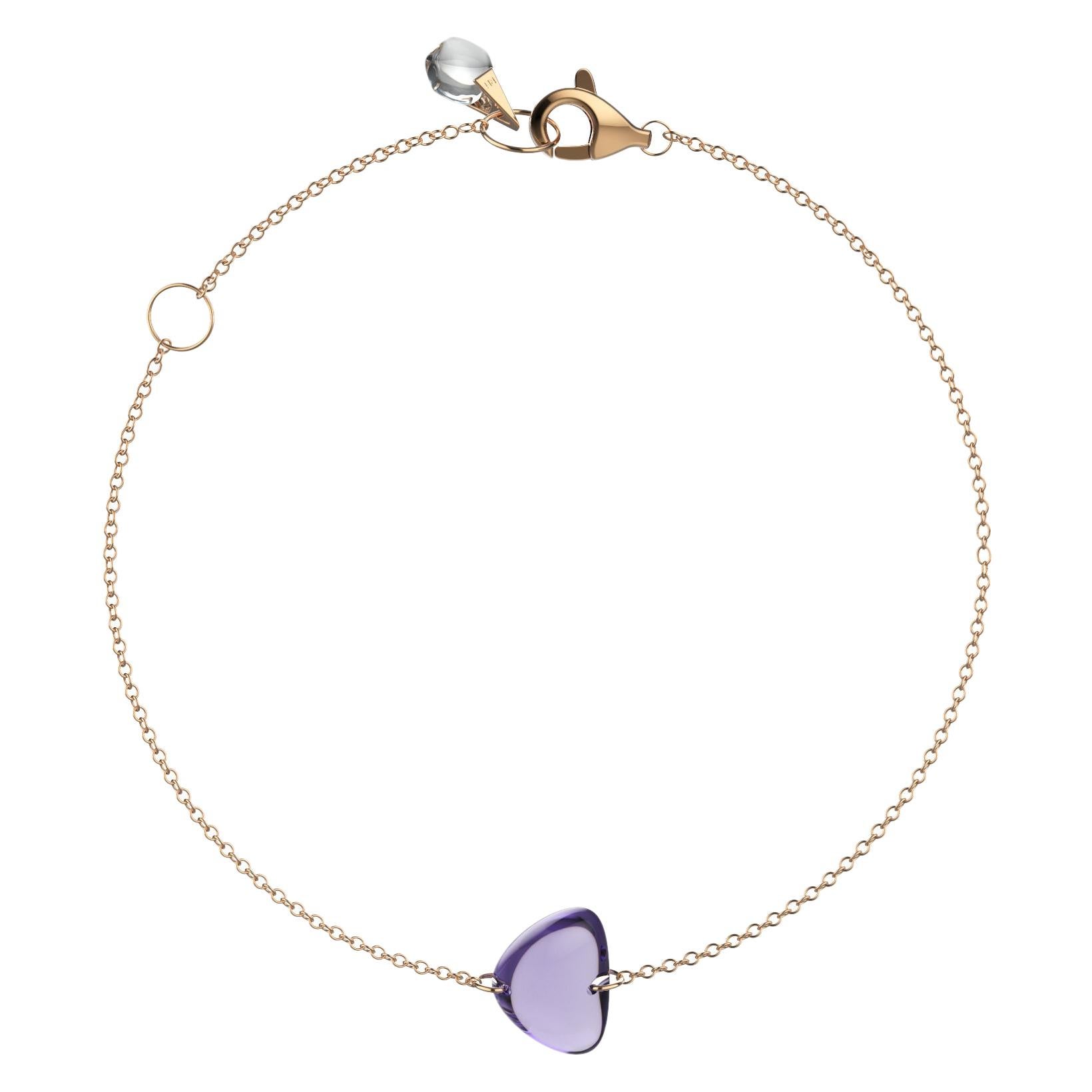 Rebecca Li Crystal Link Bracelet, 18 Karat Rose Gold with Amethyst and Crystal For Sale