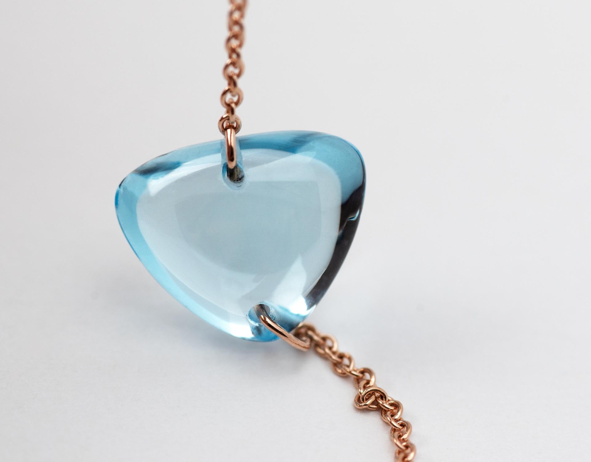 Rebecca Li Crystal Link Bracelet, 18 Karat Rose Gold with Blue Topaz and Crystal For Sale 5