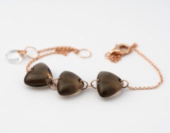 Rebecca Li Crystal Link Bracelet, 18 Karat Gold with Smoky Quartz and Crystal