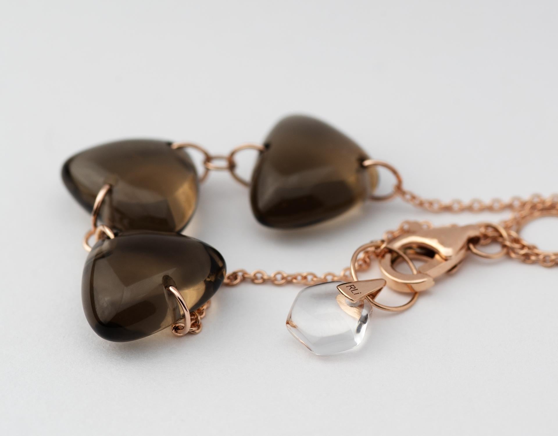 Rebecca Li Crystal Link Bracelet, 18 Karat Gold with Smoky Quartz and Crystal For Sale 2