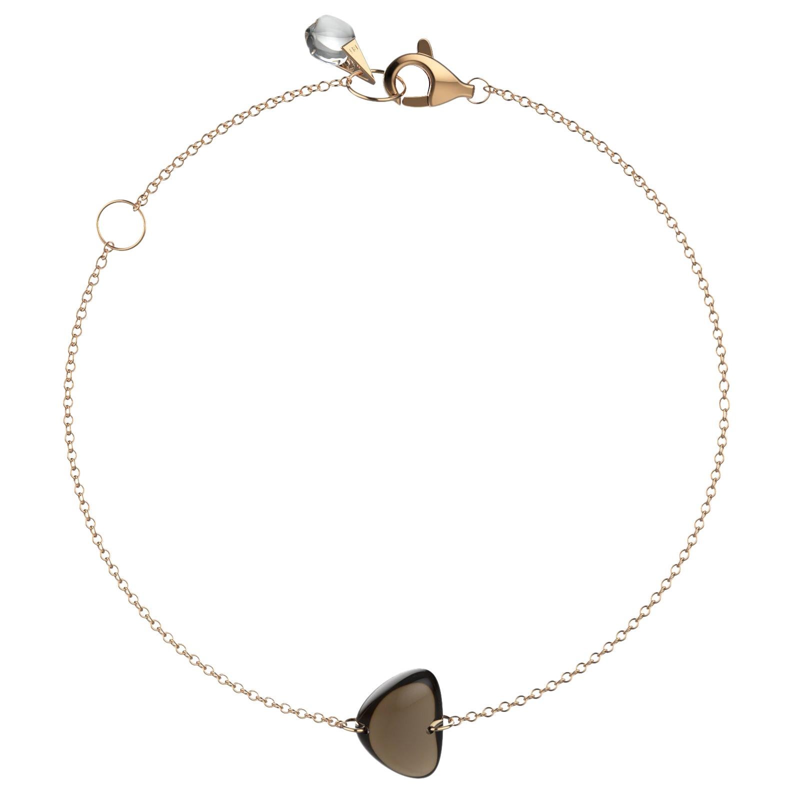 Rebecca Li Crystal Link Bracelet, 18 Karat Rose Gold with Smoky Quartz