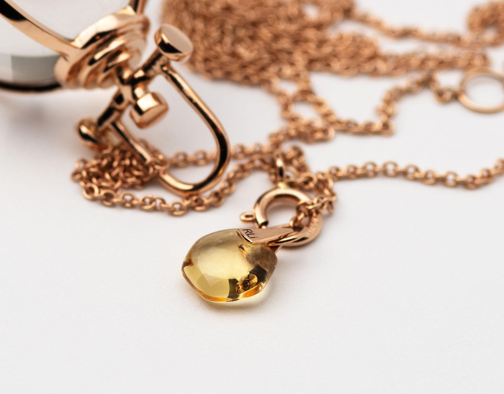 Modern Rebecca Li Crystal Orb Talisman Pendant 18 Karat Gold with Natural Rock Crystal For Sale