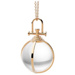 Rebecca Li Crystal Orb Talisman Pendant 18 Karat Gold with Natural Rock Crystal