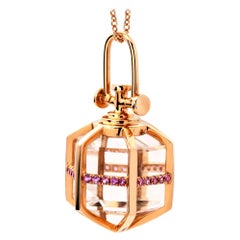 Rebecca Li Six Senses Talisman Necklace, 14k Gold with Sapphire and Rock Crystal