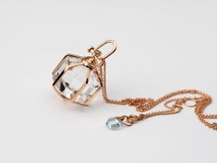 Rebecca Li Six Senses Talisman Necklace 18 Karat Gold Large Natural Rock Crystal