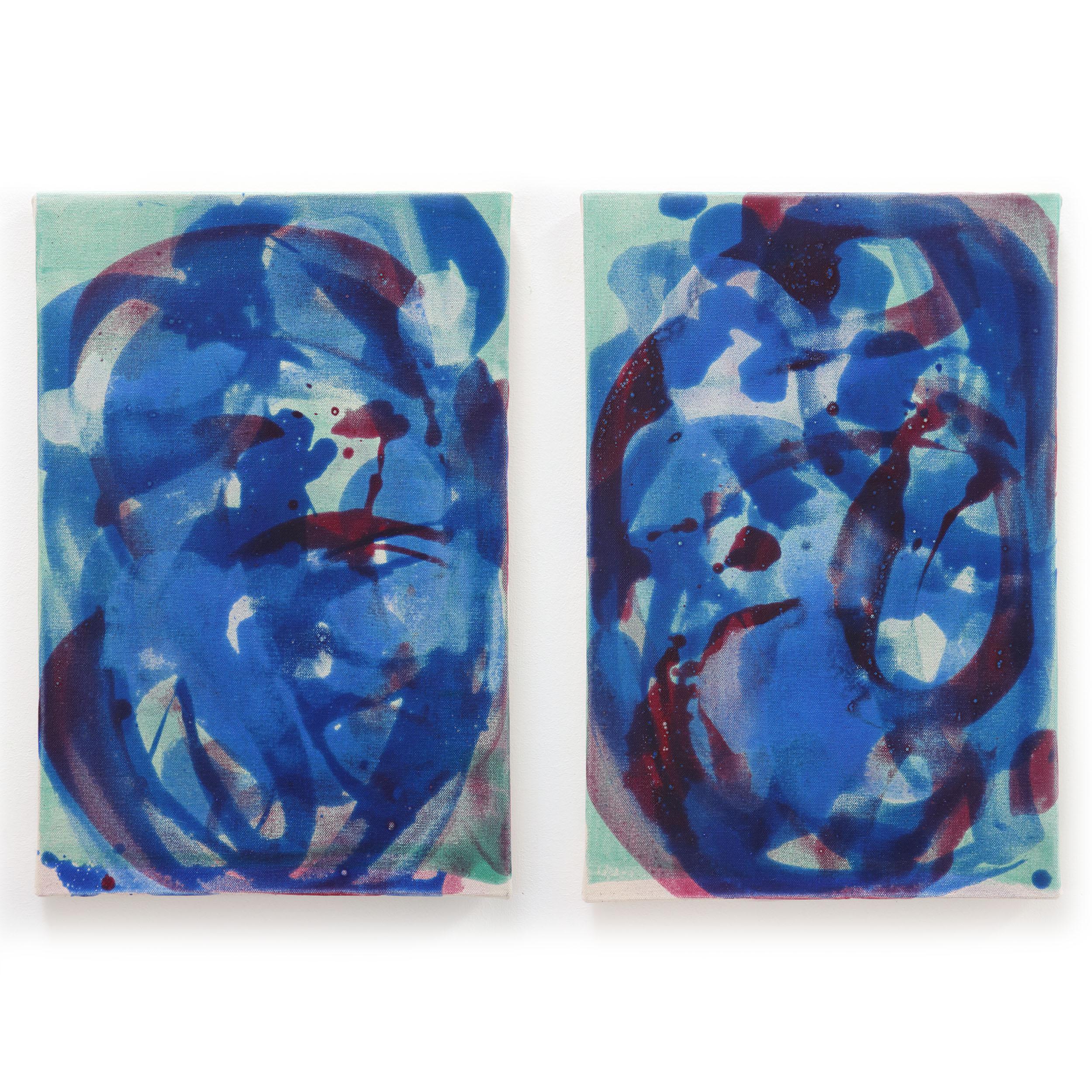 DIPTYCH (SAPPHIRE BLUE DISTEMPER ), 2019 Pure pigment