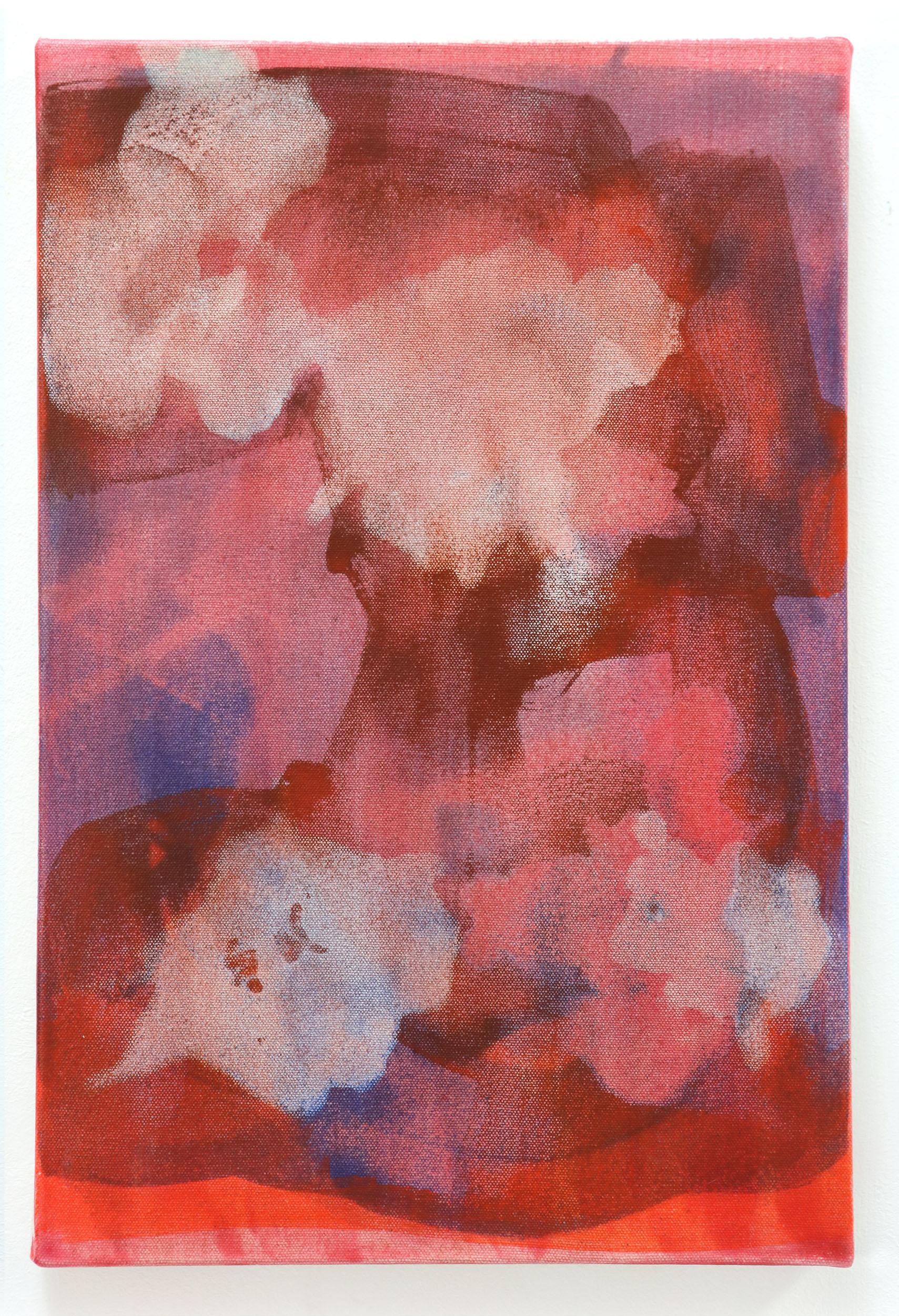 REBECCA MEANLEY TRIPTYCH RED DISTEMPER , 2019 - Red Abstract Painting by Rebecca Meanley