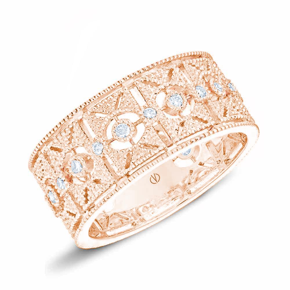 For Sale:  0.24 Carat Diamonds Pink Gold 18K Art Déco Band Ring 4