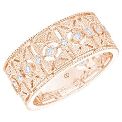 0.24 Carat Diamonds Pink Gold 18K Art Déco Band Ring