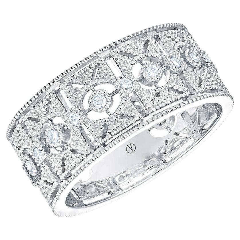 0,24 Karat Diamanten Weißgold 18K Art Déco Band Ring
