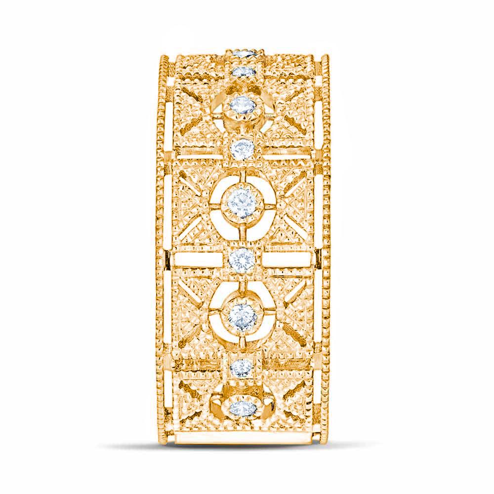 Im Angebot: 0,24 Karat Diamanten Gelbgold 18K Art Déco Band Ring () 2