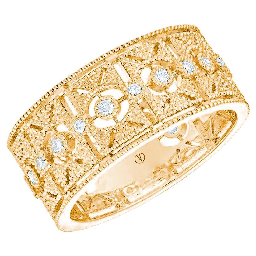 Im Angebot: 0,24 Karat Diamanten Gelbgold 18K Art Déco Band Ring ()